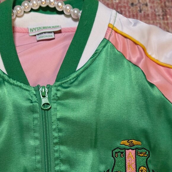 Ivy Storehouse AKA Crest Satin Bomber Jacket M - Picture 3 of 3